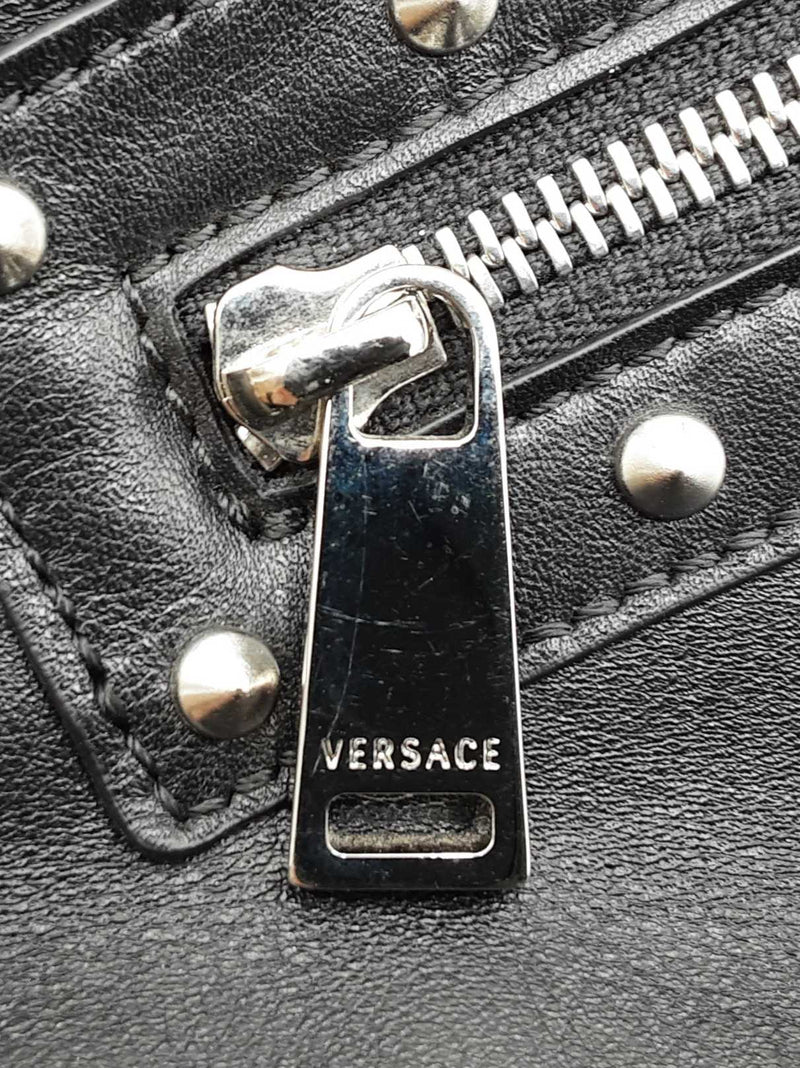 Versace Repeat Studded Black Leather Hobo Bag Fw0125oxzdu