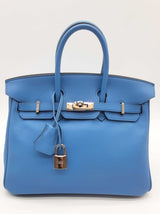 Hermes Birkin 25 Bleu Brighton Blue Swift Palladium Handbag Do1225lrrxzde