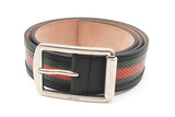 Gucci Green & Red Web Stripe Belt With Silver Tone Buckle Size 85/34 Eb1225lcrde