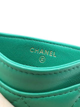 Chanel Classic Card Holder Wallet In Emerald Green Quilted Lambskin Fw0326wrzdu