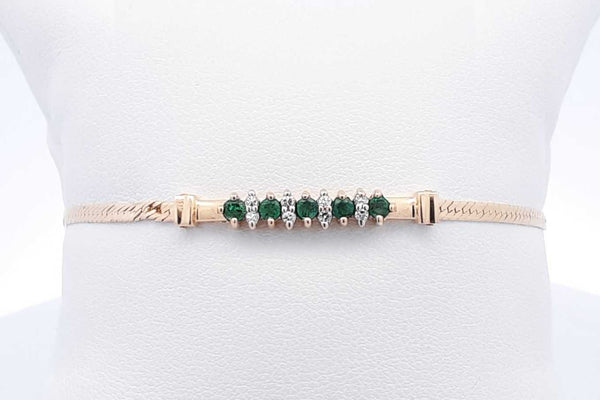 Green Gemstone & Diamond Bracelet In 14k Yellow Gold 3.6 Grams 7 Inch Eb0924exsa