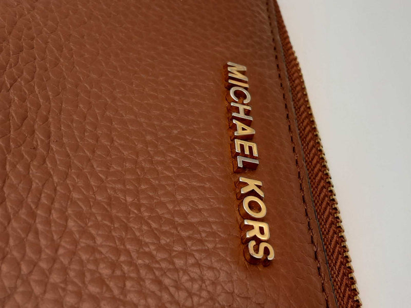 Michael Kors Jet Set Travel Continental Brown Leather Zipper Wallet Do0924oxde