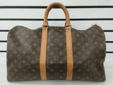 Louis Vuitton Brown Monogram Keepall 50 Duffle Bag Vc0828rwpmia