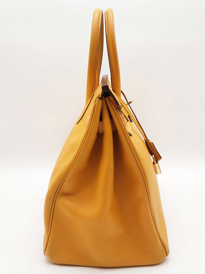 Hermes Birkin 35 Jaune Yellow Epsom Gold Hardware Handbag Do0723spxzde