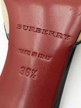 Burberry Nova Check Kitten Heel Mules In Cotton Canvas Size 36.5 Fw1225wxdu