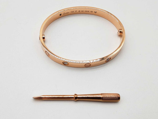 Cartier Love Diamond 18k Rose Gold 31.3g Bangle Bracelet Size 17 Do0725cxzxde