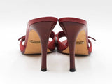 Gucci Gg Supreme Peep-toe Mules In Red Canvas & Leather Size 6.5 Fw1026rzdu