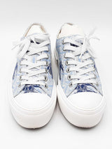 Burberry Equestrian Knight Sneakers In White & Blue Canvas Size 10.5 Fw0926wxzdu