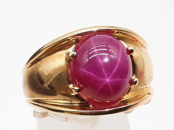 Synthetic Star Ruby 14k Yellow Gold 10.1g Ring Size 10.25 Do0525pxzde