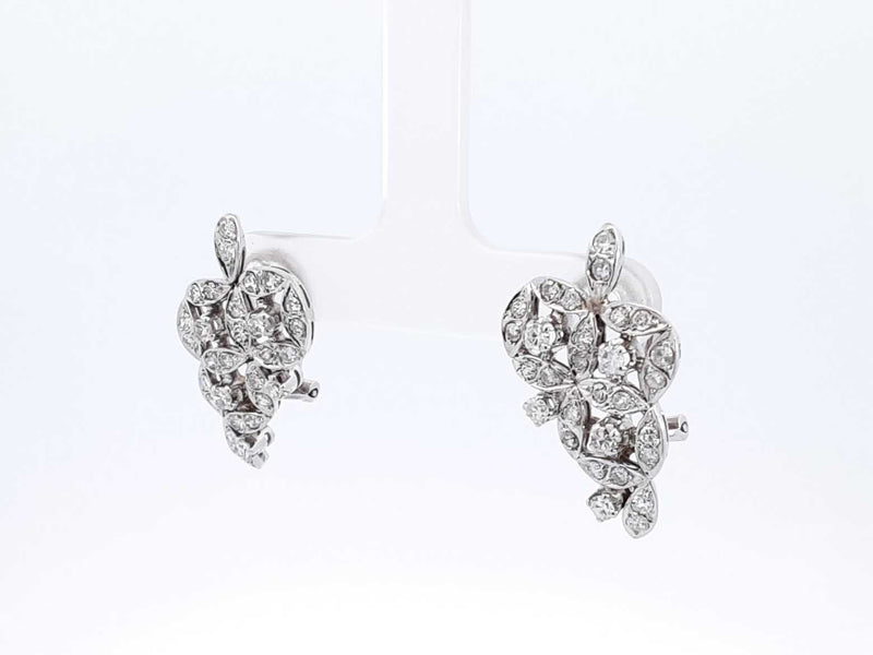 0.88 Cttw Diamond & 18k White Gold Cluster Earrings 8.6 Grams Fw0925llxzdu