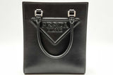 Prada Black Leather Tirangle Logo Embossed Crossbody Tote Bag Eb1124wrxdu