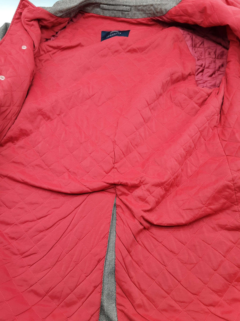 Burberry Brown Cotton Red Quilted Interior Overcoat Jacket Do0325ixzde