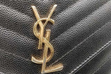 Yves Saint Laurent Cassandre Envelope Black Leather Chain Wallet Eb1026rxzsa