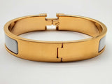 Hermes Clic H Blanc 18k Yg 39.5g White Enamel Bangle Bracelet 6.75 In Do0924oxzde