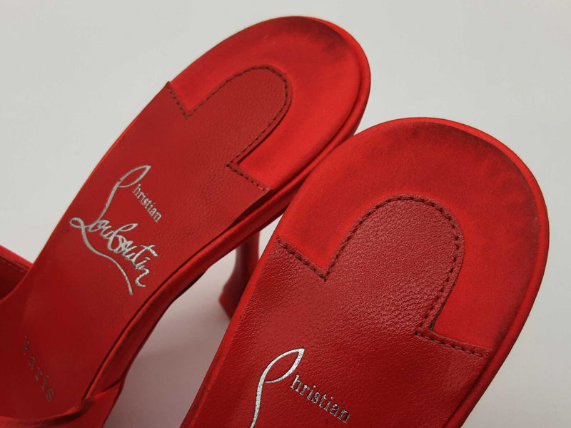 Christian Louboutin Nicol Is Back Red Satin Heels Size Eu 36.5 Do0525lxzde
