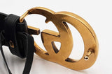 Gucci Black Leather Belt With Gold Tone Gg Buckle Size 75/30 Eb0425oxzdu