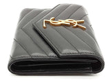 Yves Saint Laurent Ysl Black Chevron Quilted Leather Trifold Wallet Do0426oxzde