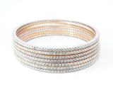 7.74 Cttw Diamond & 14k Tricolor Gold Set Of 7 Bangles 53.3g 7 Inch Fw0826przxdu