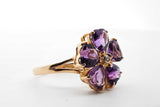 14k Yellow Gold Diamond Lab Amethyst Flower Ring Size 8 3.7g Lh0824lrxde