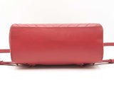 Chanel Cc Chevron Quilted Red Calfskin Top Handle Satchel Backpack Fw0725lzxzdu