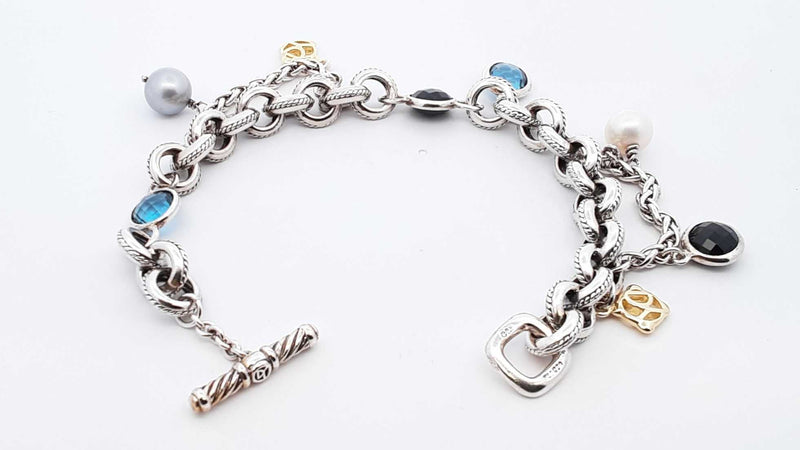 David Yurman Sterling Silver Old World Charm Bracelet 31.6 Gram 7 In Fw0425ozxdu