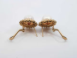 0.40 Cttw Diamond, Pearl, & 14k Yellow Gold Halo Earrings 5.7 Grams Fw0925owzdu