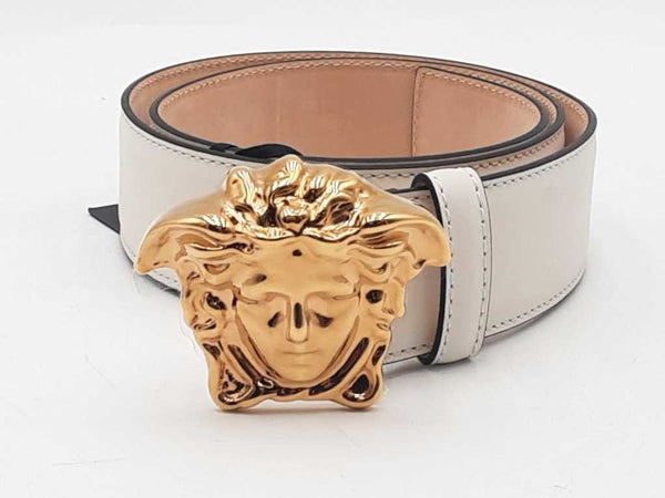 Versace Medusa Ghw White Belt Size 32 Aa0925lzxsa