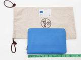 Hermes Azap Bleu Paradis Blue Swift Leather Zippy Wallet Clutch Do0326crxde