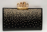 Alexander Mcqueen Black Leather Studded Knuckle Flat Clutch Eb0125wxzsa