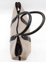 Hermes 36 Garden Party Gray Coated Canvas Black Leather Tote Bag Do1125wcrde