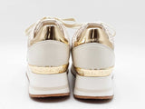 Michael Kors Monique Platform Trainers In Cream Tech Canvas Size 8 Fw0126pzdu