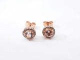 Morganite & Diamond Halo Stud Earrings In 14k Rose Gold 1.7 Grams Fw0326lordu