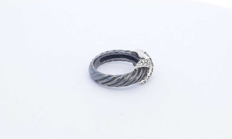 David Yurman Sterling Silver & 18k Cable Diamond Ring 6.6g Size 6 Eb0625loxdu