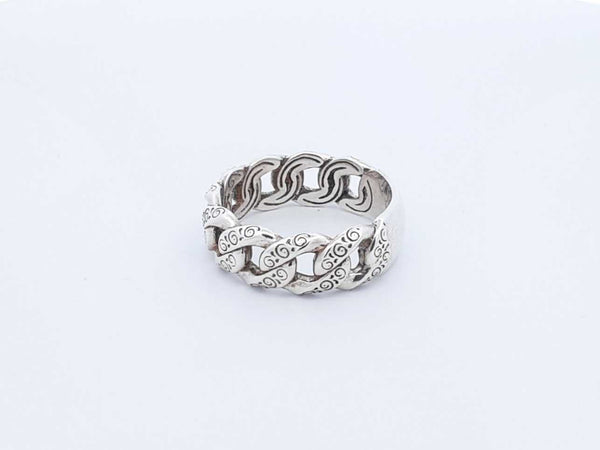Konstantino Sterling Silver Carved Curb Link Ring 9.1 Grams Size 12 Fw0425pxdu