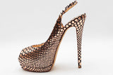 Giuseppe Zanotti Metallic Rose Gold Embossed Leather Heels Size 39 Eb0825pxdu