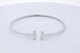 Tiffany & Co. 18k White Gold T Wire Bracelet 8.5 Grams Eb0826ixzde