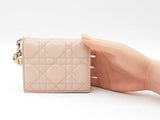 Christian Dior Lady Dior Gardenia Wallet In Pink Cannage Lambskin Fw0626lrxdu