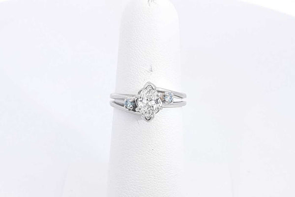 Marquis Diamond Approx. 0.54ctw Ring In 14k White Gold 3.36g Sz 5.25 Eb224lxxzsa