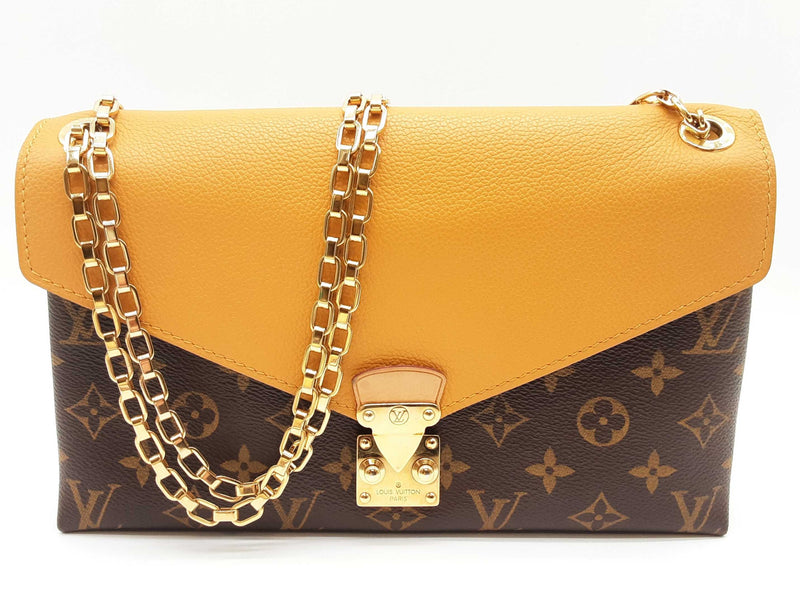 Louis Vuitton Pallas Saffron Yellow Leather Monogram Shoulder Bag Do0625llxzde