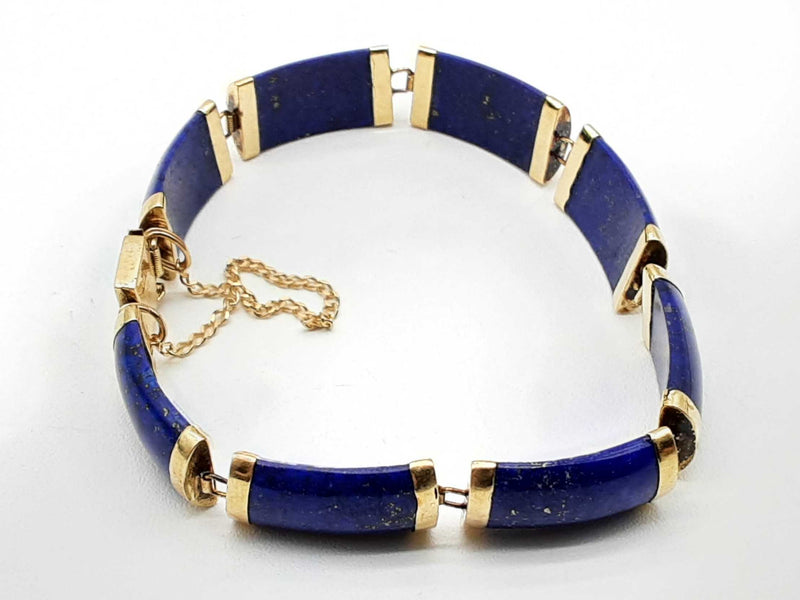 14k Yellow Gold Lapis Lazuli 13.2g Bracelet 6.75 Do1224ixzde