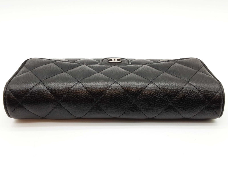 Chanel Timeless Classic Black Quilted Caviar Leather Long Wallet Do0825lrxde
