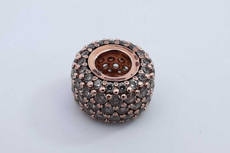 Pandora Rose Gold Plated Sparkling Pave Triple Row Charm 2.3 Grams Eb1024rdu