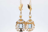 18k Yellow Gold Filigree Dangle Earrings With Blue Gemstones 8.9g Eb0526rirsa