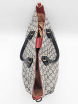 Gucci 453705 Tan Navy Gg Supreme Coated Canvas Red Leather Tote Bag Do0625pxzde
