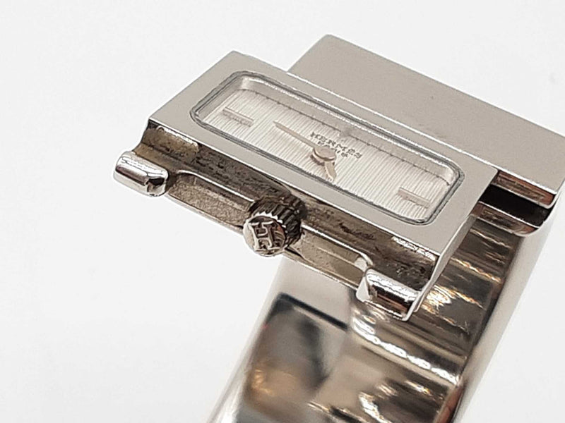 Hermes 19 Loquet Apollo Painted Red Enamel Steel Bangle Quartz Watch Do1125lrxde