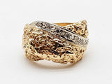Natural Diamonds 14k Two Tone Yellow White Gold 6.7g Ring Size 5.5 Do0626porde