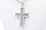 Diamond Cross 14k White Gold Pendant & Figaro Chain 9.1 Grams 22 In Eb0824woxsa