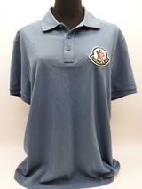 Moncler Logo Patch Slate Blue Polo Shirt Size L Do0926rxde