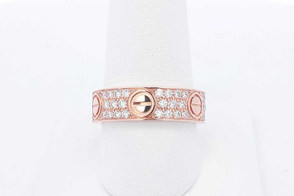 Cartier 18k Rose Gold Apptox. 0.66ctw Diamond Love Ring Eb0424rxxzsa