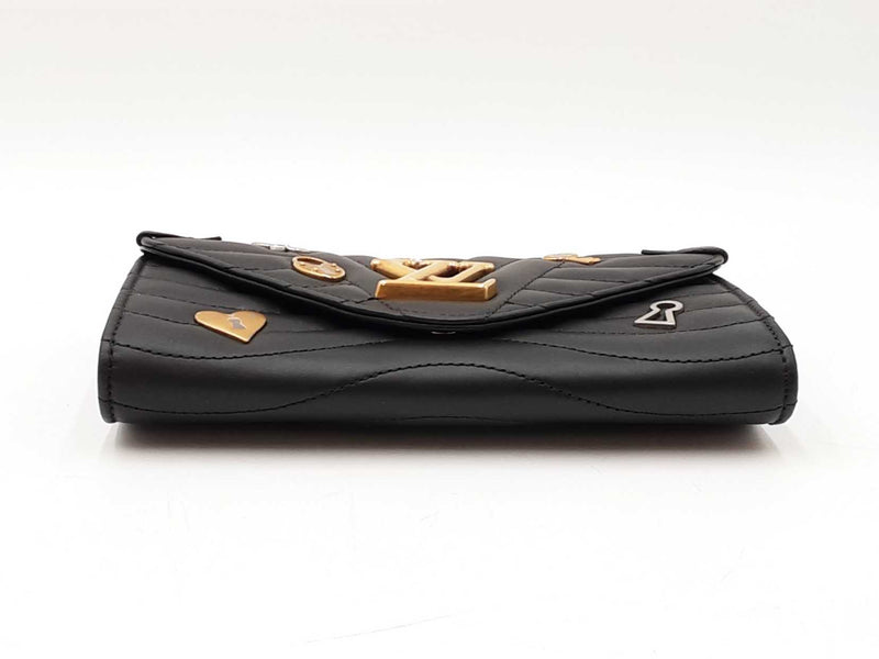 Louis Vuitton Love Lock New Wave Black Leather Long Wallet Fw0625wzxdu